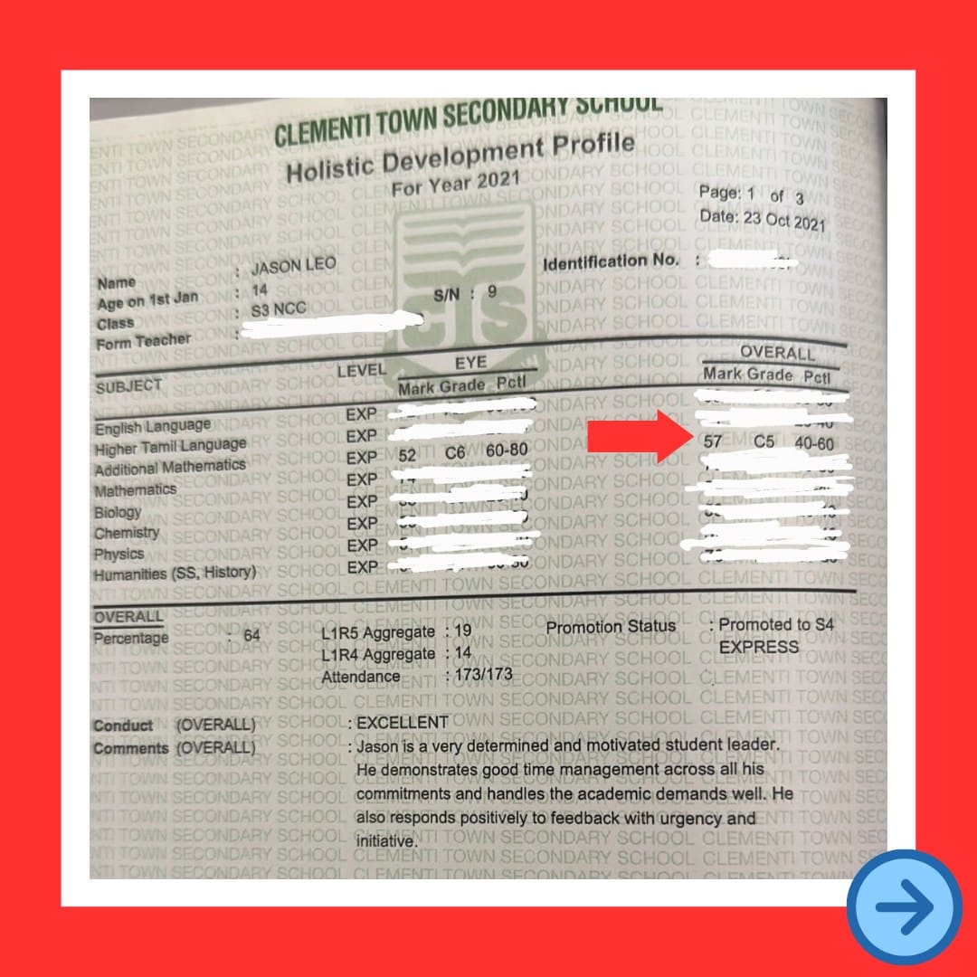 Picture of MasterMaths O Level A.Maths Student Jason Result