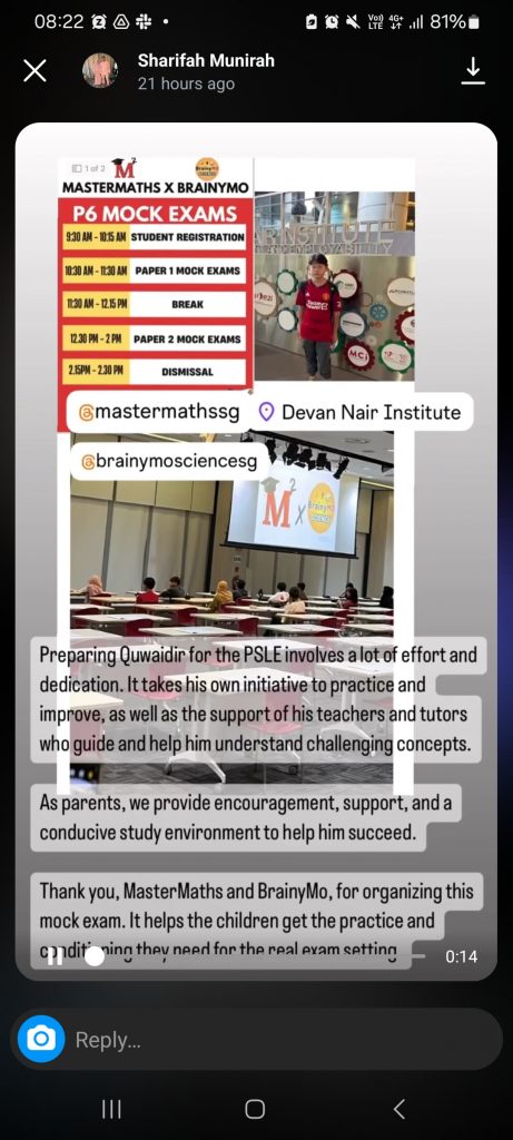 Parent's Sharing on PSLE Mock Exams