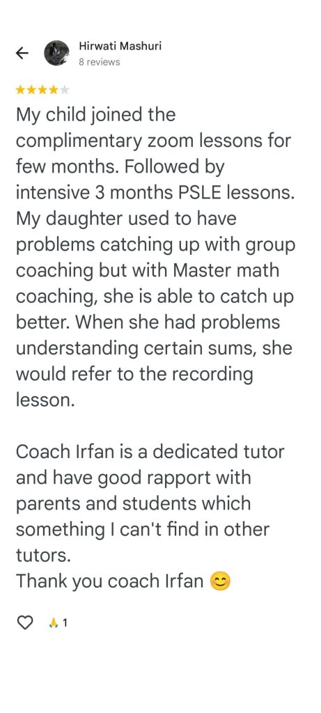 Google Reviews for PSLE Coaching