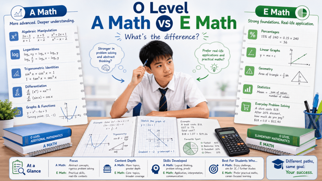 A math vs E math comparison for O Level students