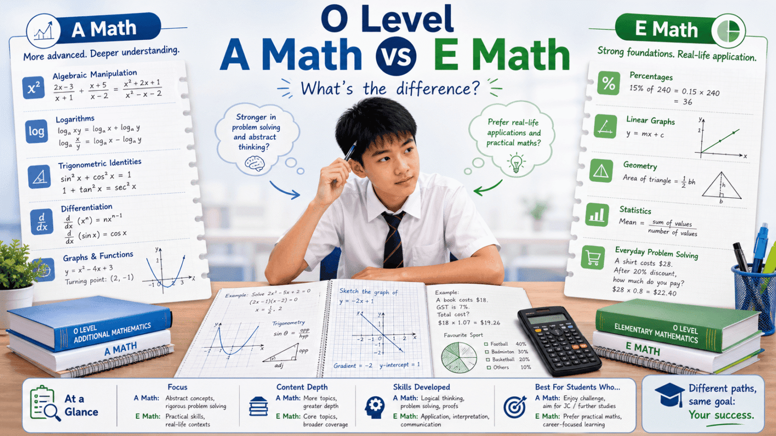 A Math vs E Math: Key O Level Differences